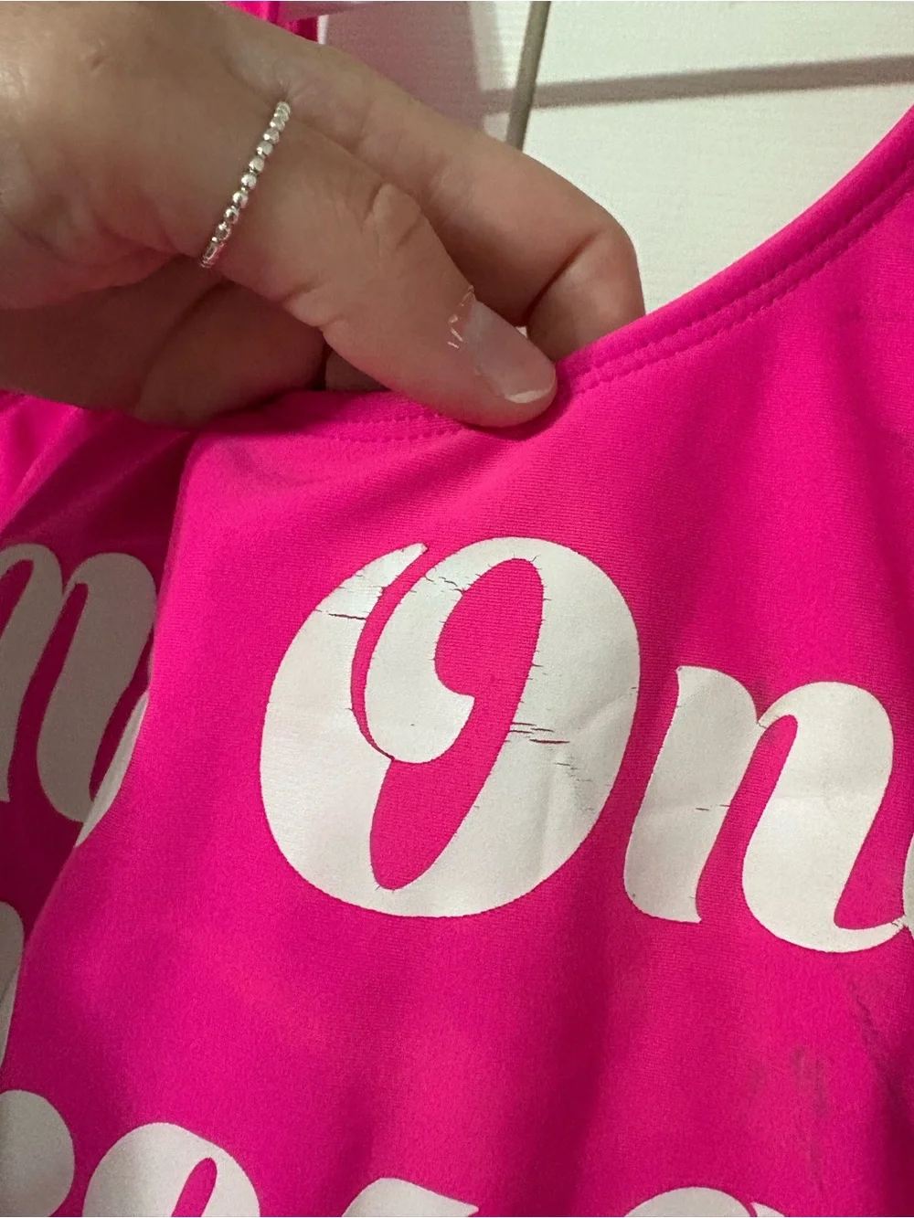 Pink One-Piece Swimsuit with Slogan